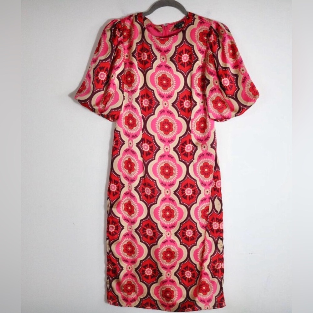 Ann Taylor Vibrant Pink and Red Midi Dress - Picture 3 of 3